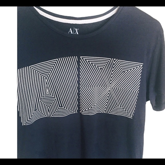 ARMANI EXCHANGE Graphic Pixel AX Print Tee With Cap Sleeves Black Size Large - Picture 4 of 9